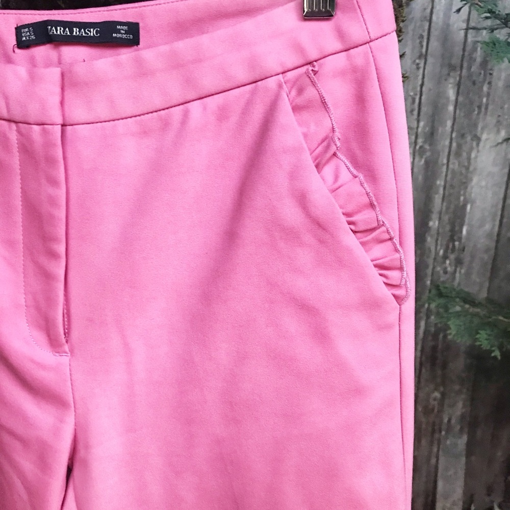 Zara Basic Ankle Pants with ruffle detail